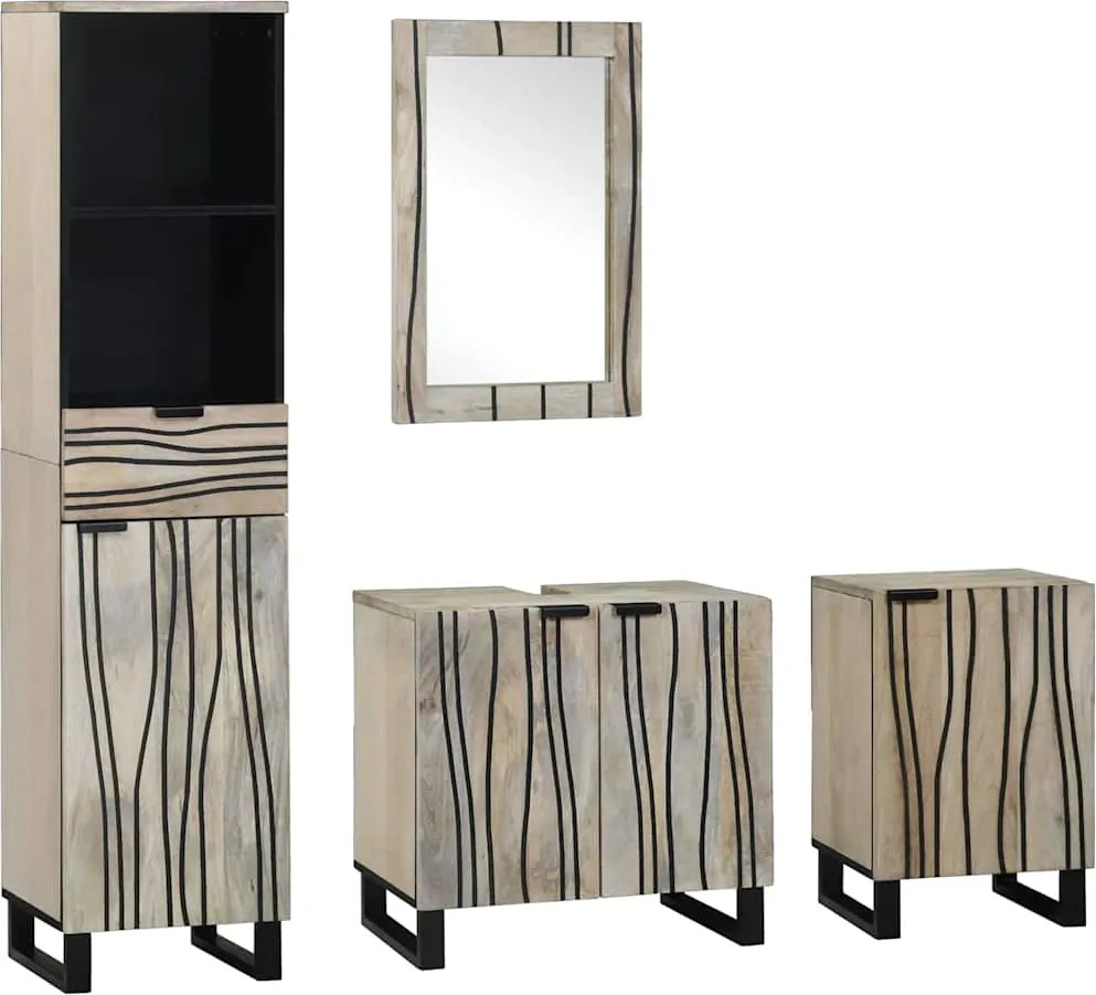 vidaXL Set de mobilier pentru baie cu ușă 4 pcs Maro Nuc Lemn compozit