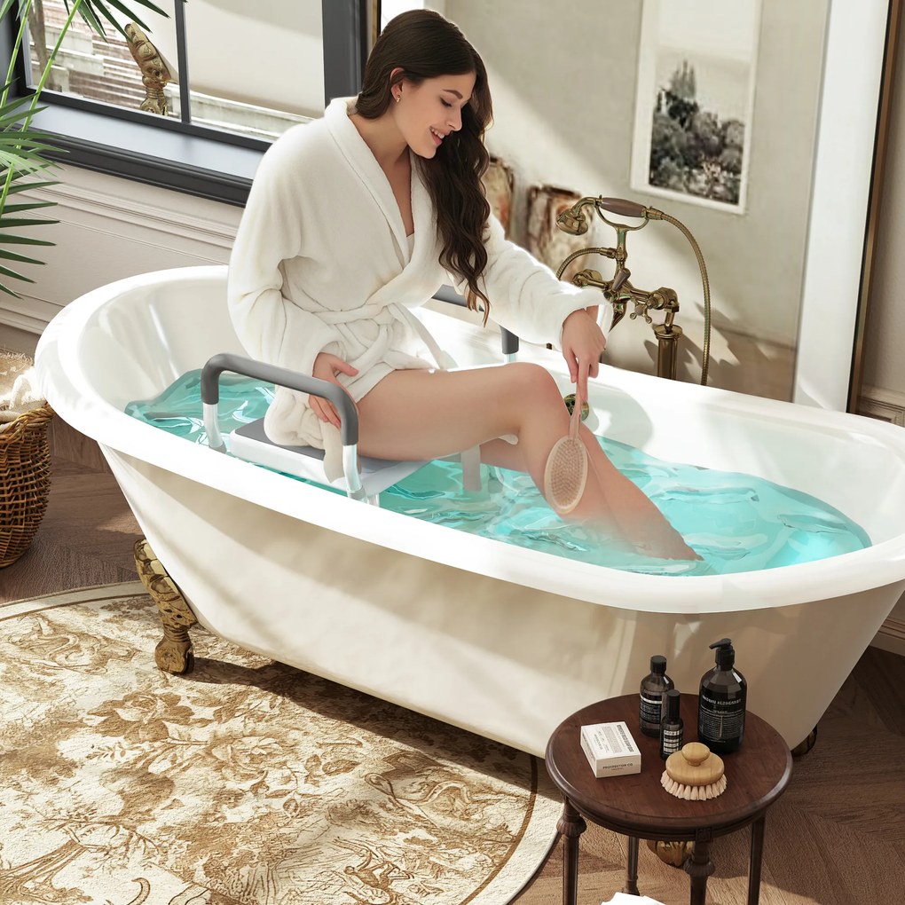 HOMCOM Taburet de duș pentru persoane în vârstă și cu handicap cu brațe, înălțime reglabilă, tampoane antialunecare, gri | Aosom Romania