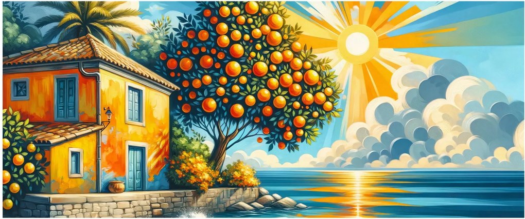 Tablou - Casă cu portocale I. (120x50 cm)