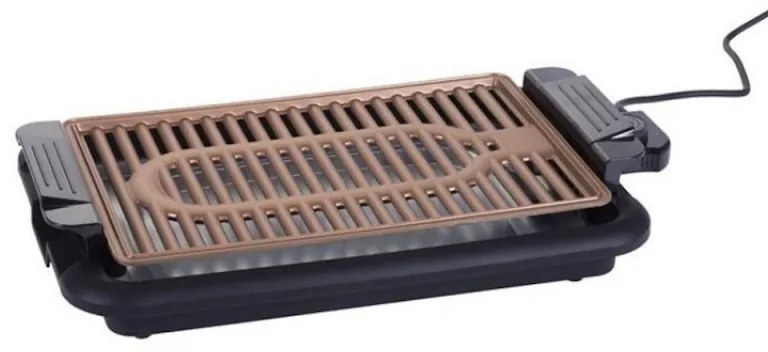 Grătar fără fum Oliver Voltz OV51015N, 1200 W, 38 x 25 cm, termostat, strat antiaderent, tavă pentru grăsime, negru/maro