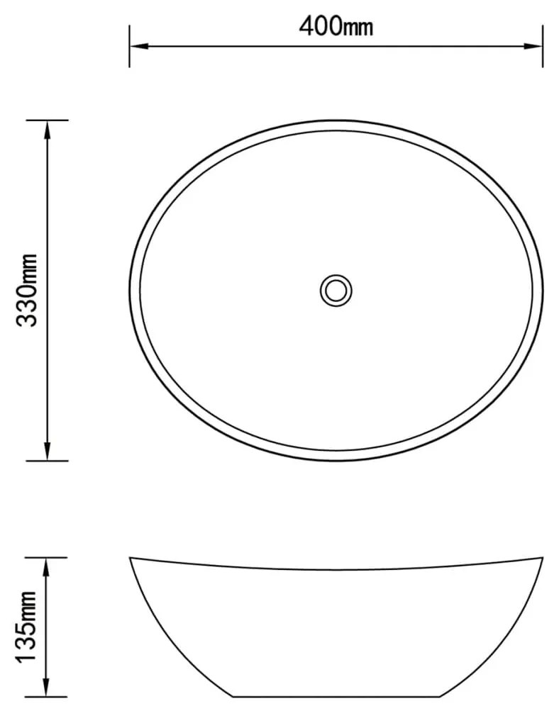 Chiuveta de lux, negru mat, 40 x 33 cm, ceramica, forma ovala Negru mat