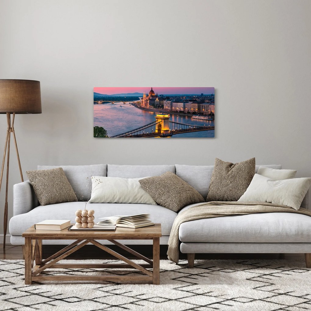 Tablou - Panorama orașului Budapesta, Ungaria (120x50 cm)