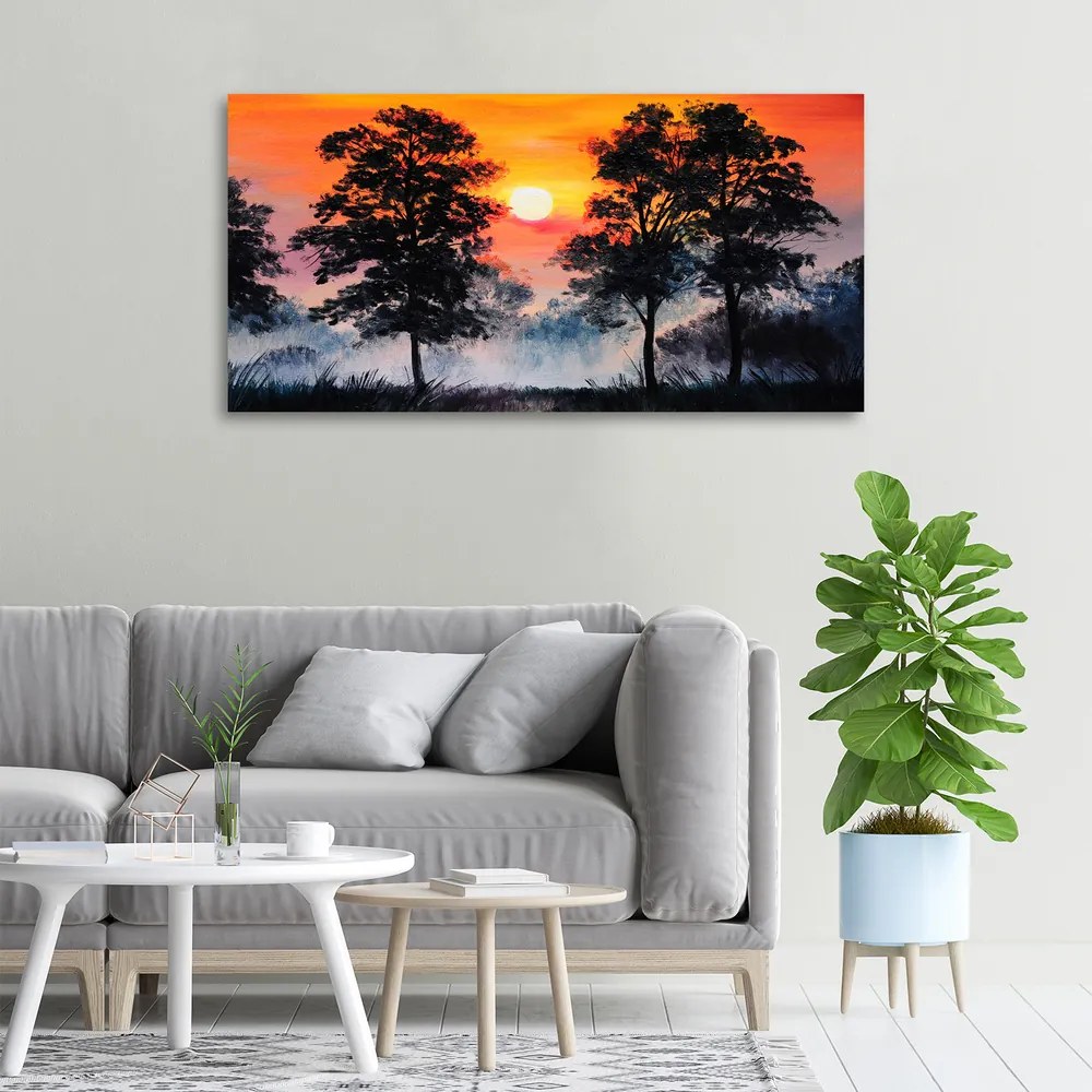 Tablou pe pânză canvas Pădure apus de soare