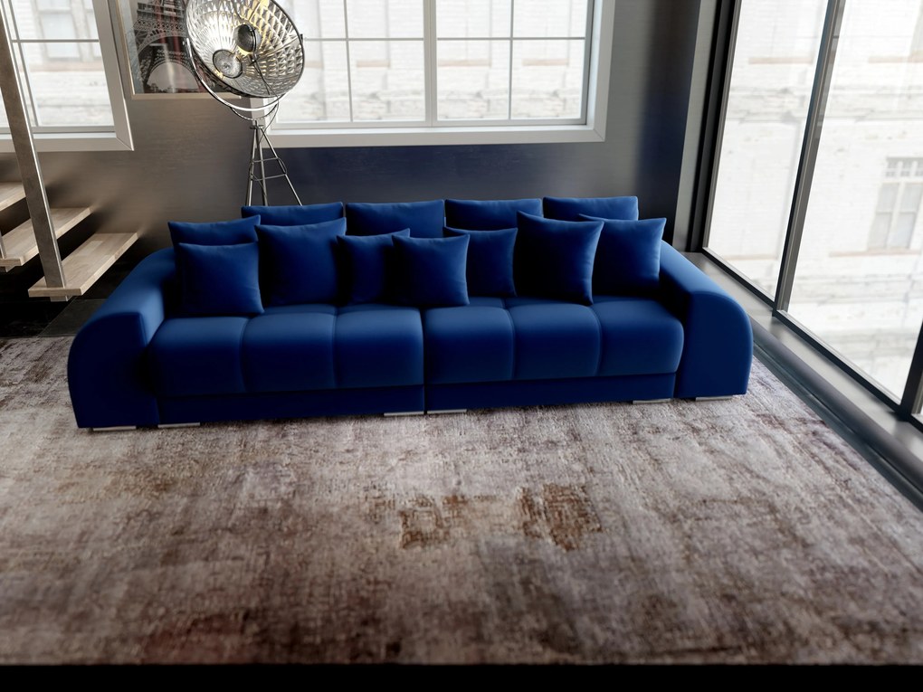 Canapea extensibilă dumonde cu 2 lăzi de depozitare si sezut confortabil din spuma high-density, Verona Royal Blue 310x100 cm