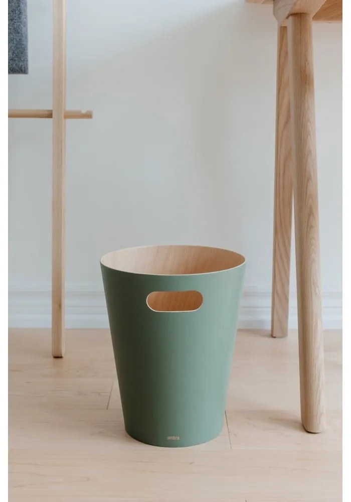 Coș de gunoi verde 7,5 l Woodrow – Umbra