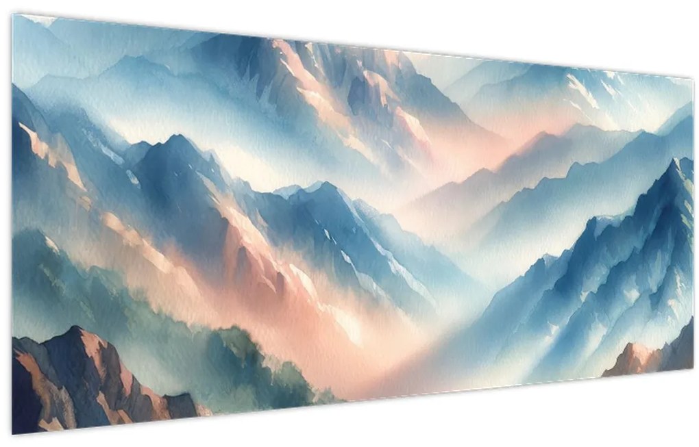 Tablou - Acuarelă munți (120x50 cm)