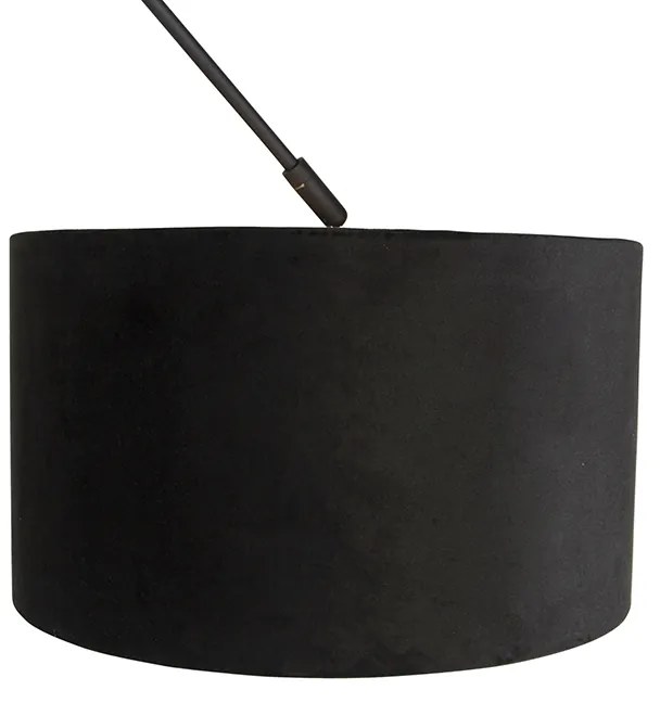 Lampă suspendată neagră cu abajur din catifea neagră cu auriu 35 cm - Blitz