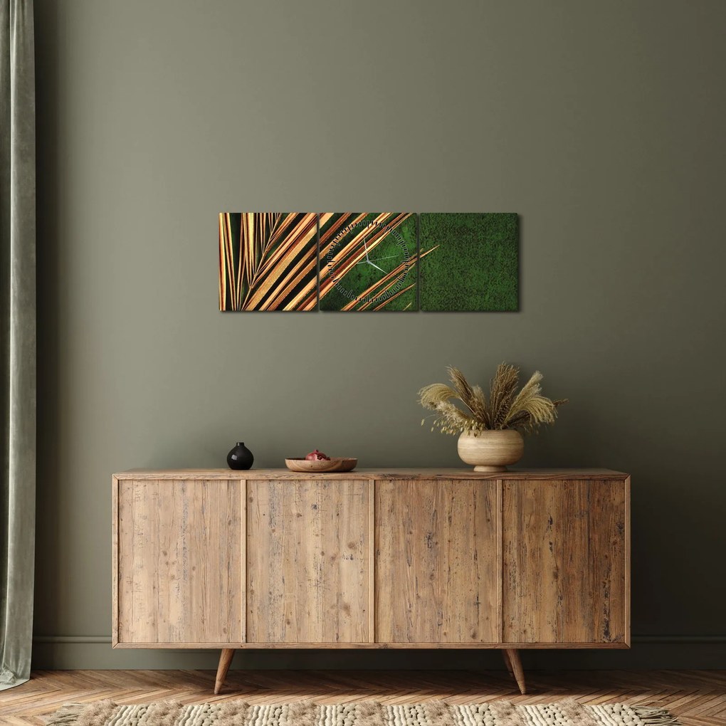 Tablou cu frunză (cu ceas) (90x30 cm)