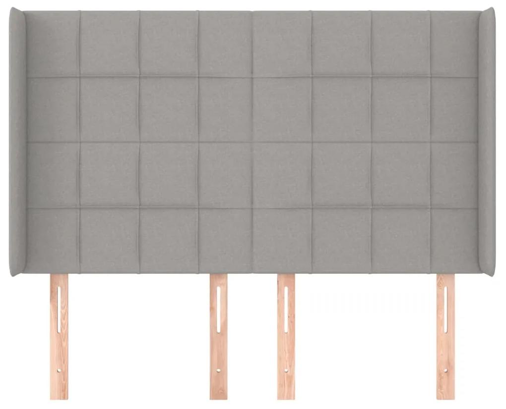 Tablie de pat cu aripioare gri deschis 147x16x118 128 cm textil 1, Gri deschis, 147 x 16 x 118 128 cm