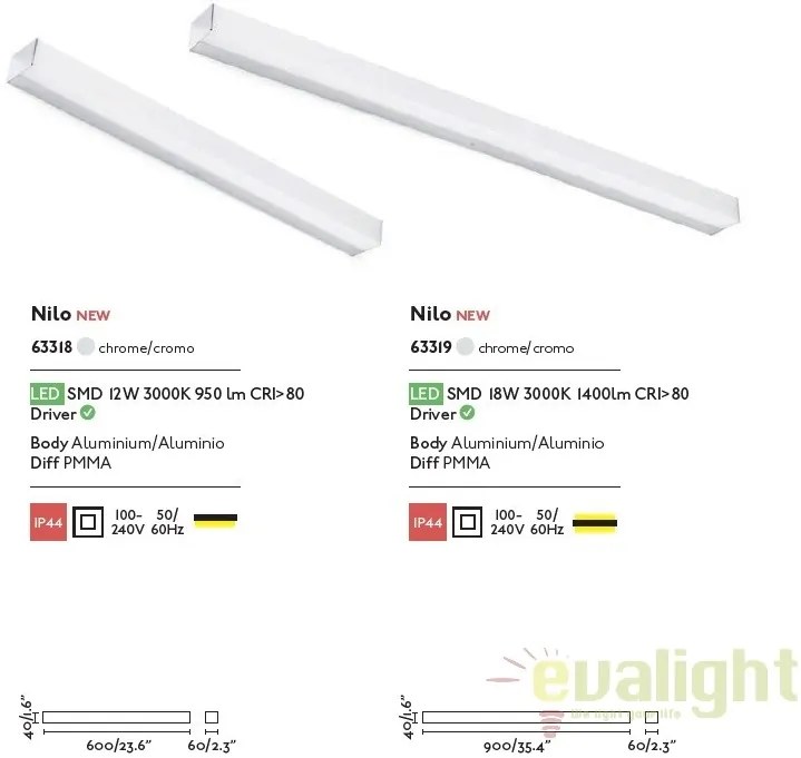 Aplica LED oglinda Baie IP44 stil modern minimalist NILO-1 crom 63318