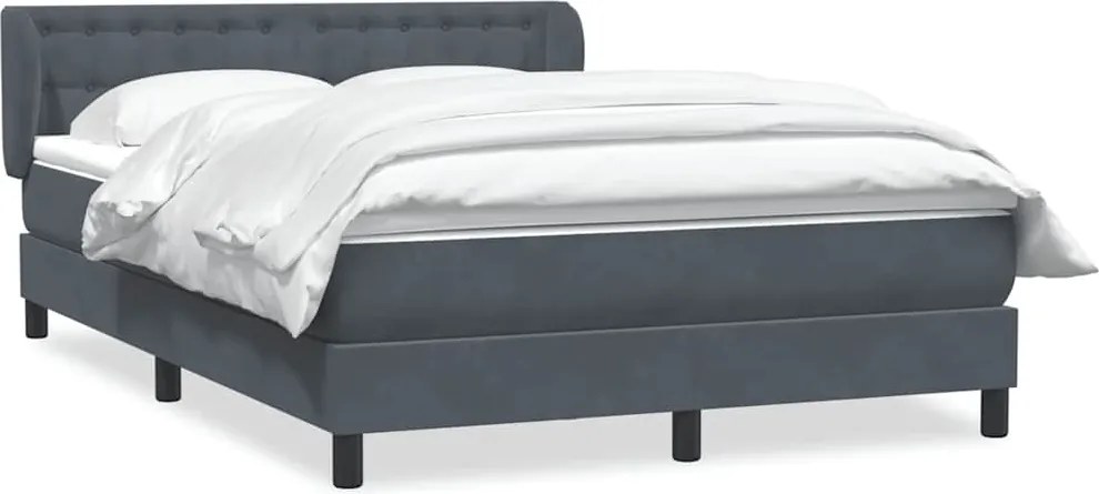 vidaXL Pat box spring cu saltea, gri închis, 140x220 cm, catifea