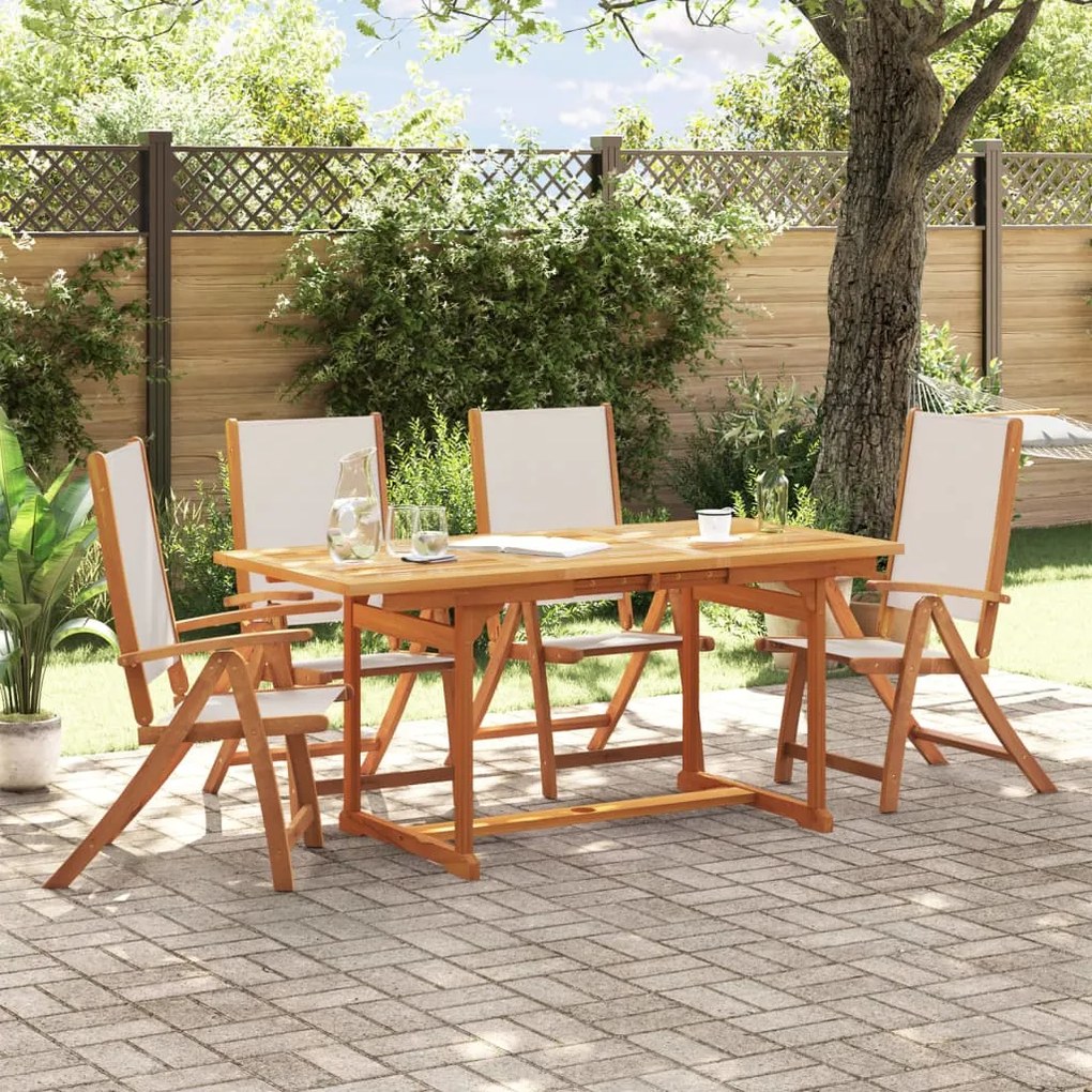 vidaXL Set mobilier de grădină, 5 piese, lemn masiv acacia/textilenă