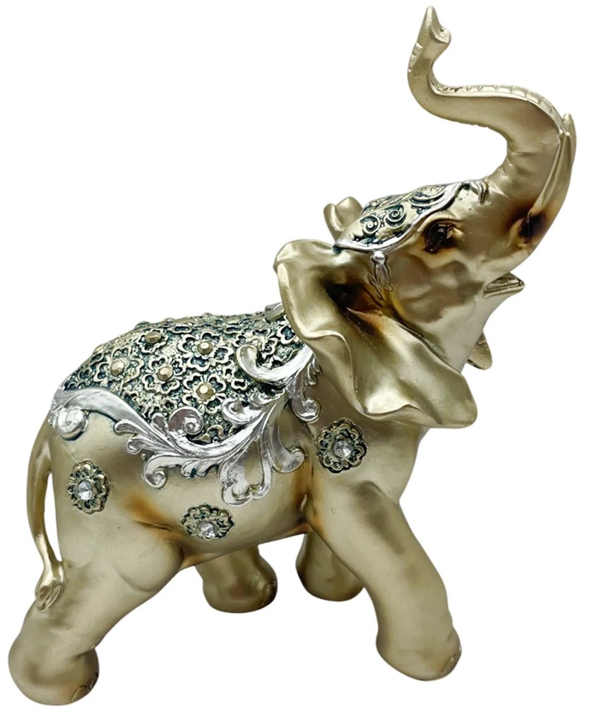 Elefant decorativ LOTUS, Auriu, 12x13cm
