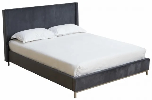 Pat de dormitor tapitat, stofa gri ,cu suport de saltea inclus , 200x140 cm ,Bortis Impex