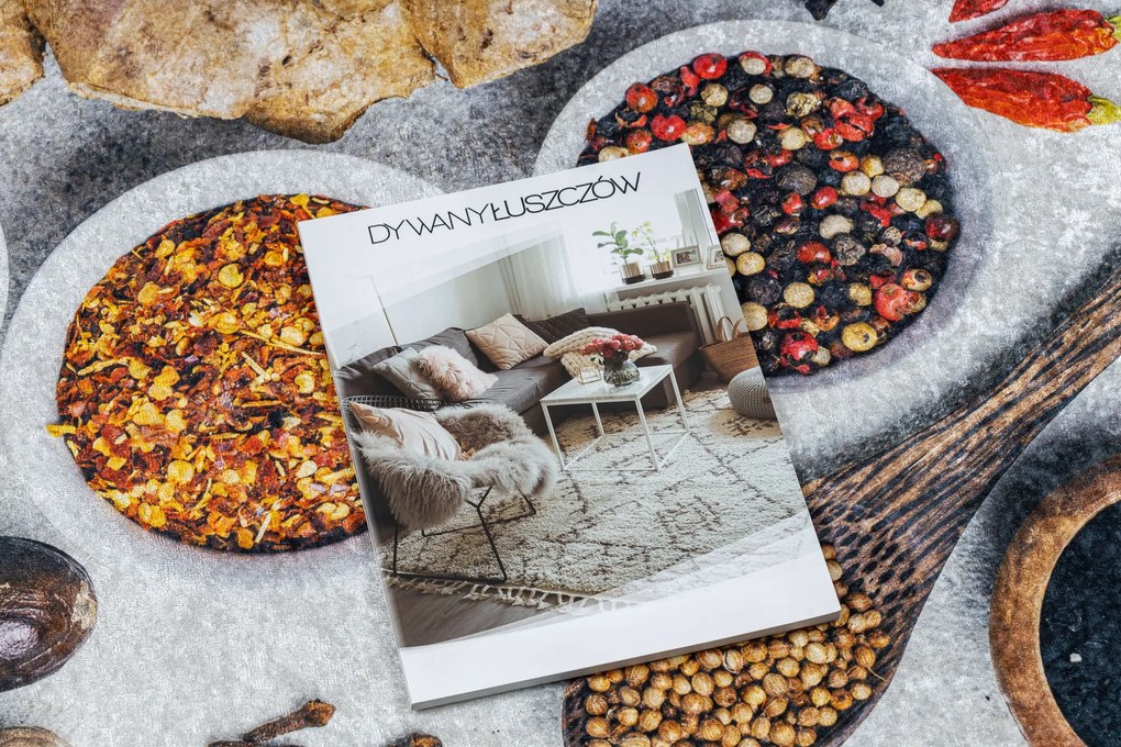 ANDRE 3343 covor lavabil Condimente, bucatarie, anti-alunecare - argint / bej