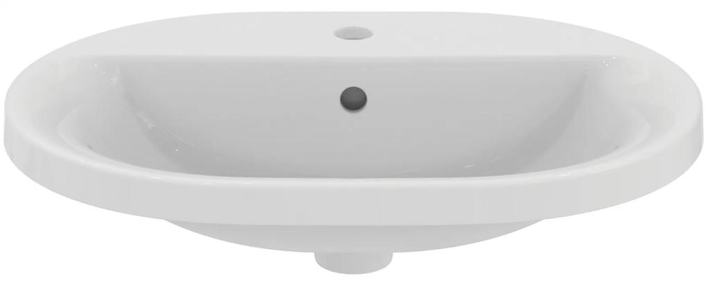 Lavoar incastrat alb 62 cm, oval, orificiu baterie si preaplin Ideal Standard Connect