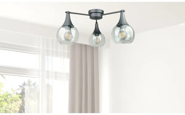 Lustră aplicată STAR 3xE27/60W/230V negru/transparent