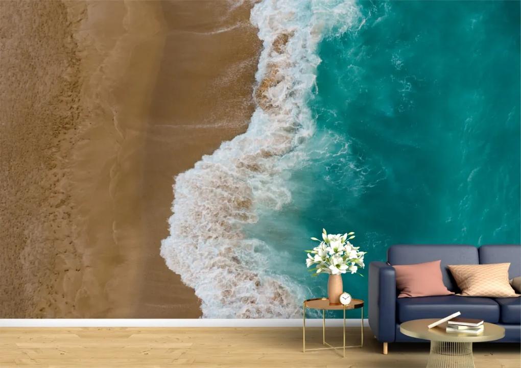 Tapet Premium Canvas - Valul se sparge pe nisipul plajei