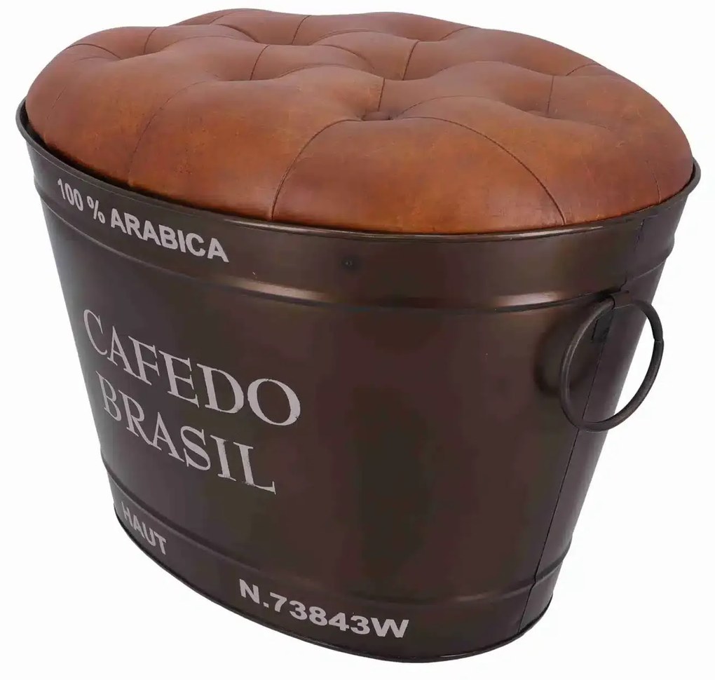 Set 2 taburete vintage tip butoi, depozitare ascunsa, design industrial – Cafedo Brasil