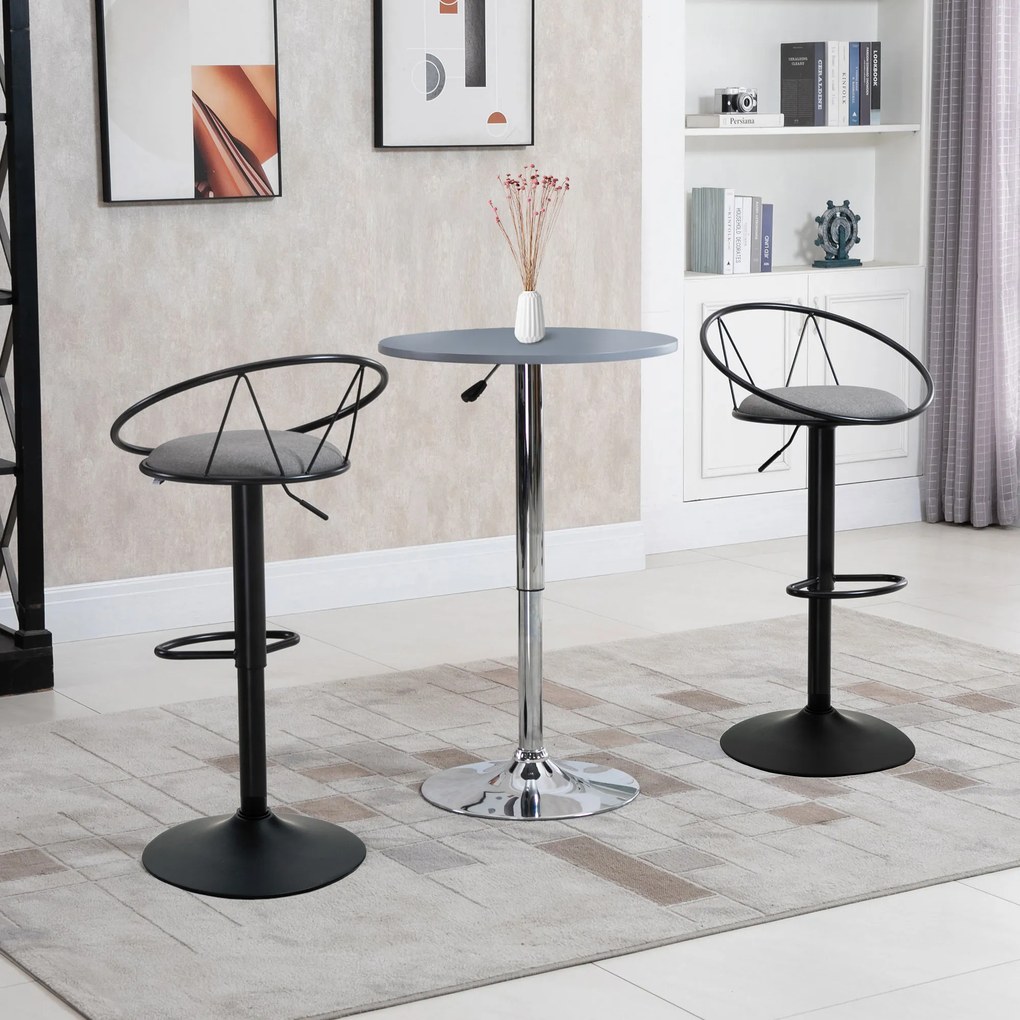 Homcom Set 2 Scaune de Bar – Pivotante, Maro, Reglabile 78–100 cm | Aosom Romania