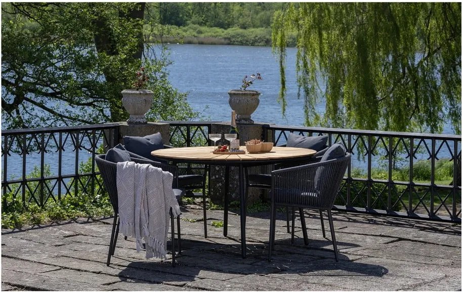 Set de dining pentru grădină negru/în culoare naturală pentru 4 persoane Cleveland and Salermo – House Nordic
