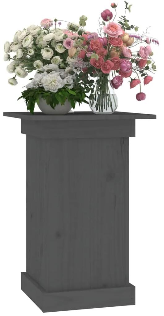 Suport pentru flori, gri, 40x40x60 cm, lemn masiv de pin Gri, 40 x 40 x 60 cm