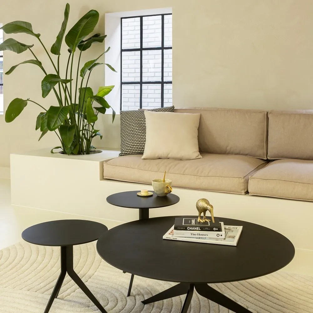 Măsuță de cafea neagră rotundă din metal ø 78 cm Daley – Spinder Design