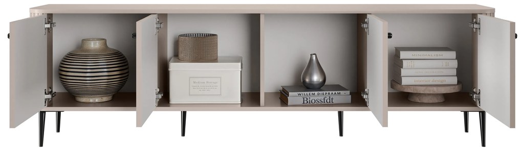 Comodă TV Vesper 4D 187 cm - cașmir / picioare negre