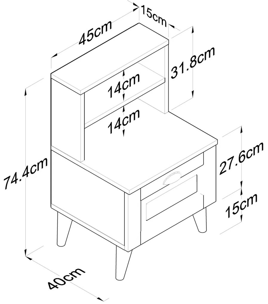 Noptiera BD105 Alb 45x74.4x40 cm