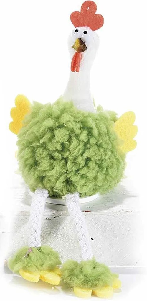 Decoratiune Gaina textil verde 7 cm x 8 cm x 11 h