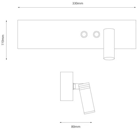 Aplica LED de perete RESORT, LED/10W/230V + LED/3W, albă, dreaptă