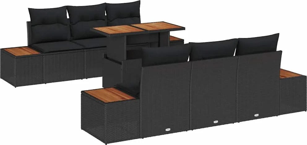 vidaXL Set de masă pentru grădină cu pernă 7 pcs Negru și Maro