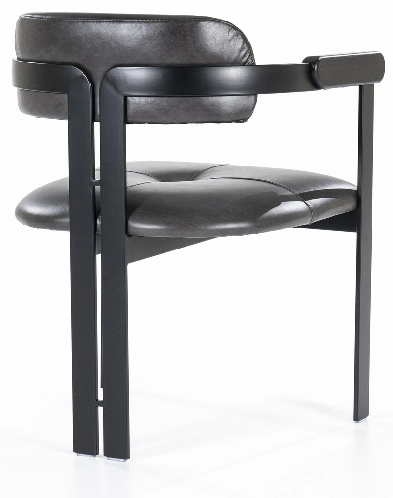 Scaun Morris din piele si metal negru