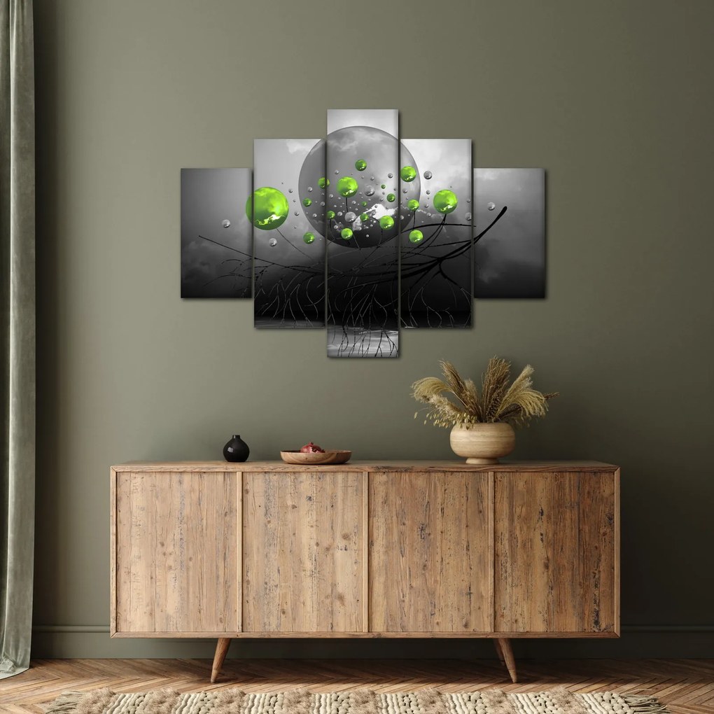 Tabloul cu bile abstracte verzi (150x105 cm)
