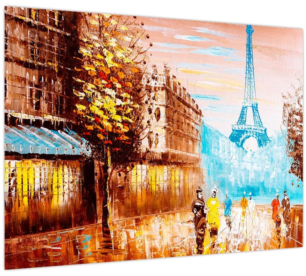 Tablou pe sticlă - Vremea ploioasă și Turnul Eiffel (70x50 cm)