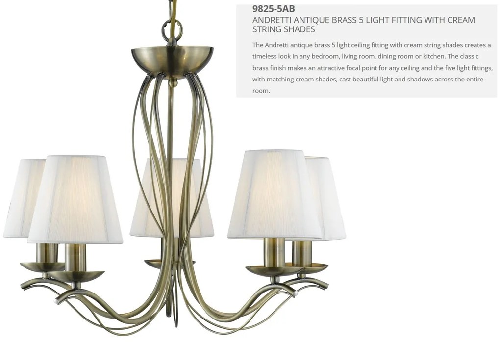 Candelabru stil clasic cu 5 brate Andretti alama antic 9825-5AB SRT