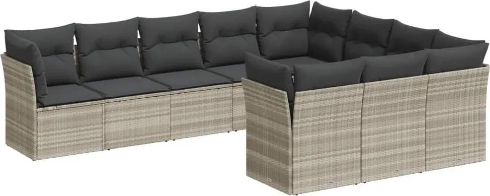 vidaXL Set canapele de grădină cu perne 10 piese gri deschis poliratan