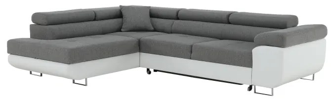 Coltar extensibil AMARETO NEW stanga alb-gri, 275/202/90 cm