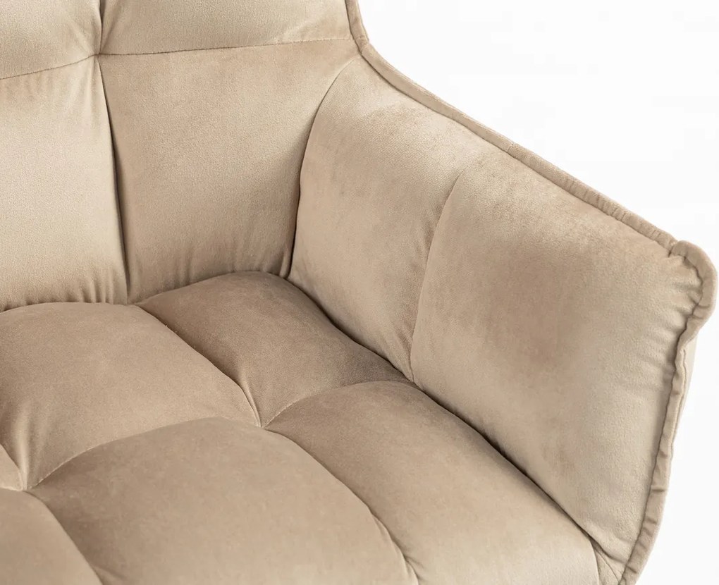 HR560N Scaun Catifea Latte cu Bază Aurie