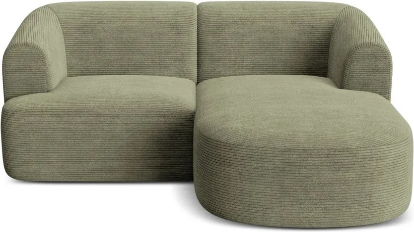 Colțar verde cu tapițerie din catifea reiată (cu colț pe partea dreaptă/cu șezlong) Campi – Cosmopolitan Design