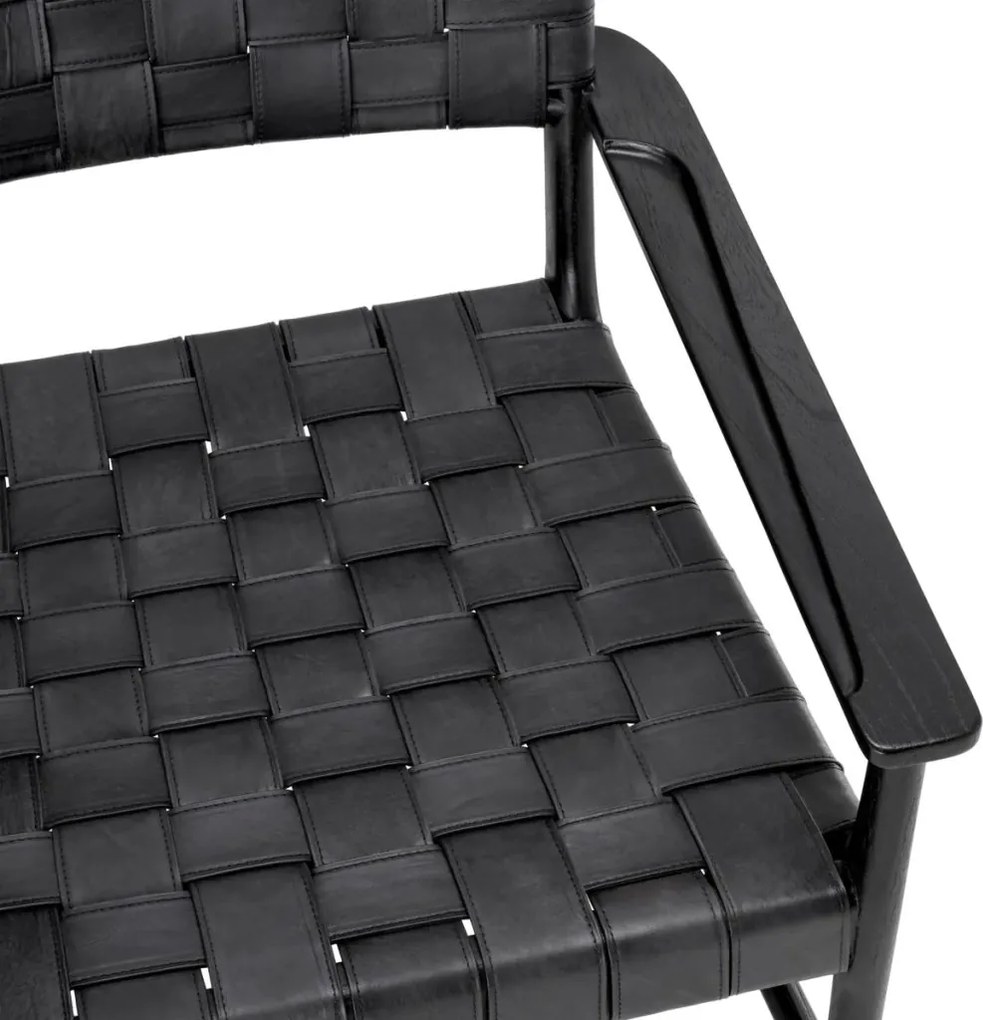 Fotoliu design LUX, Piele clasica neagra, Lemn, Tiberio