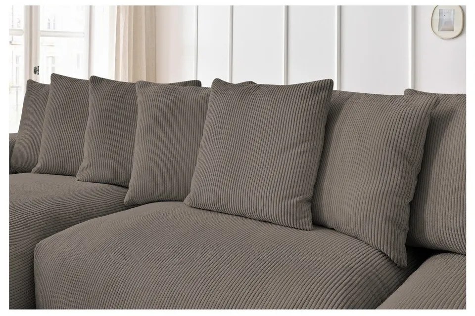 Colțar gri/maro cu tapițerie din catifea reiată Voltaire – Bobochic Paris