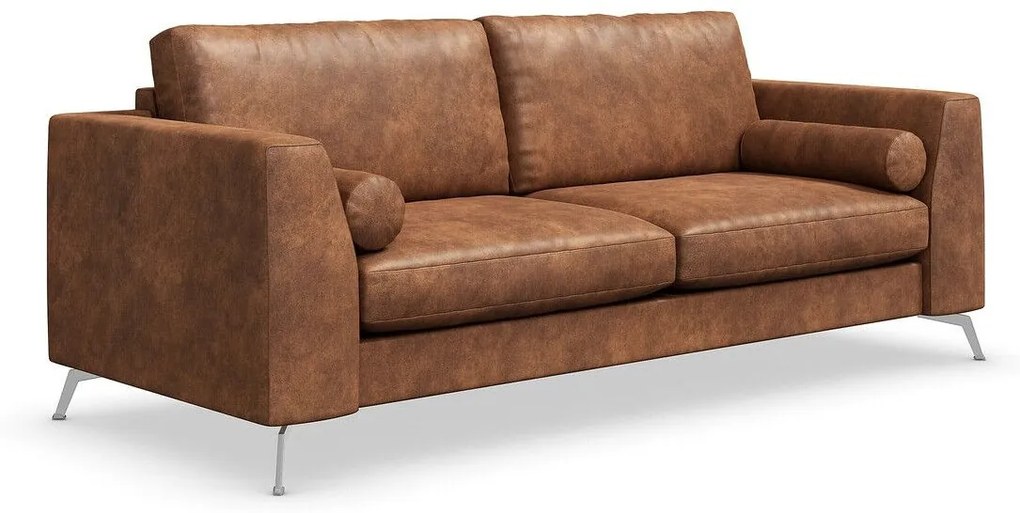 Canapea Seattle 168 Preston 24 Argint Numărul de locuri: 3, Maro, Argint, 222x96x88cm, Piele eco, Picioare: Metal