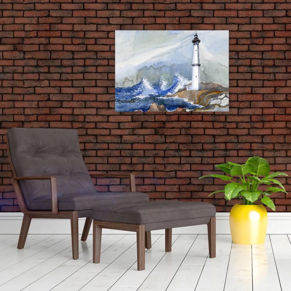 Tablou pe sticlă cu pictura farului (70x50 cm)