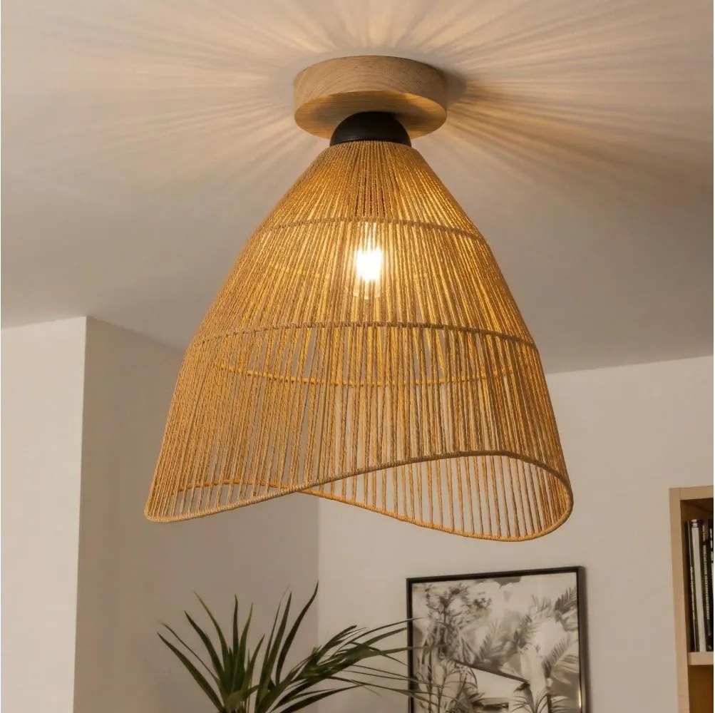 Brilagi - Lustră aplicată LED CERIA BOHO 1xE27/40W/230V Ø 70 cm maro/stejar