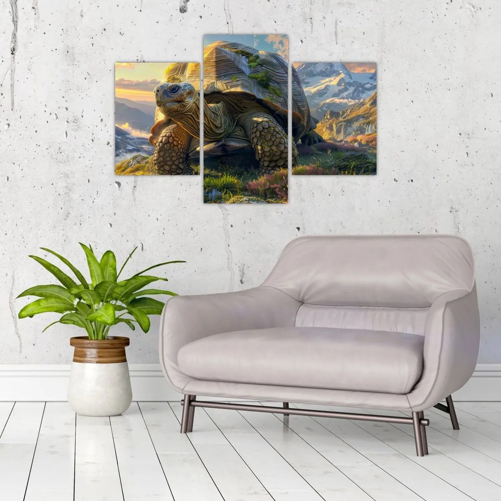 Tablou - Țestoasă și peisaj montan (90x60 cm)