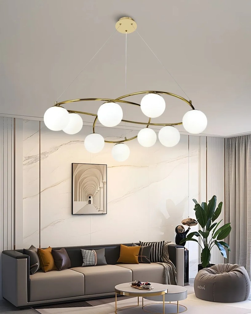 💡 Pendul N6806/9 – Eleganță Aurie în Design Geometric Modern