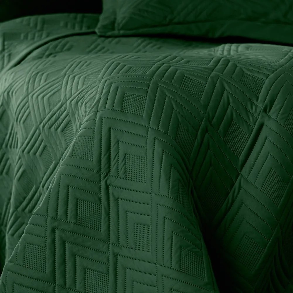 Cuvertură verde-închis matlasată din microfibră 170x210 cm Ophelia – Restilo