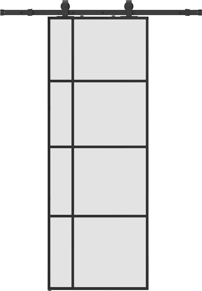 vidaXL Ușă glisantă cu set de feronerie neagră 76x205 cm Sticlă ESG