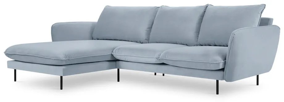 Colțar albastru deschis cu tapițerie din catifea (cu colțar pe partea stângă ) Vienna – Cosmopolitan Design